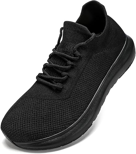 Men's Wide Toe Box Lace-Up Running Shoes - Extra Wide Width Breathable Sneakers for Gym, Hiking & Plantar Fasciitis