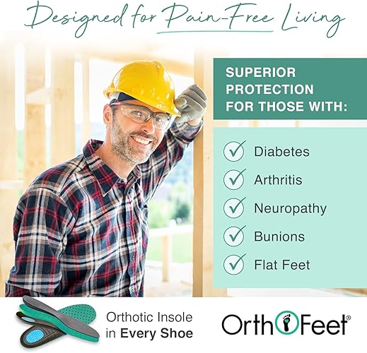 Orthofeet Men's Orthopedic Leather Granite Waterproof Work Boots